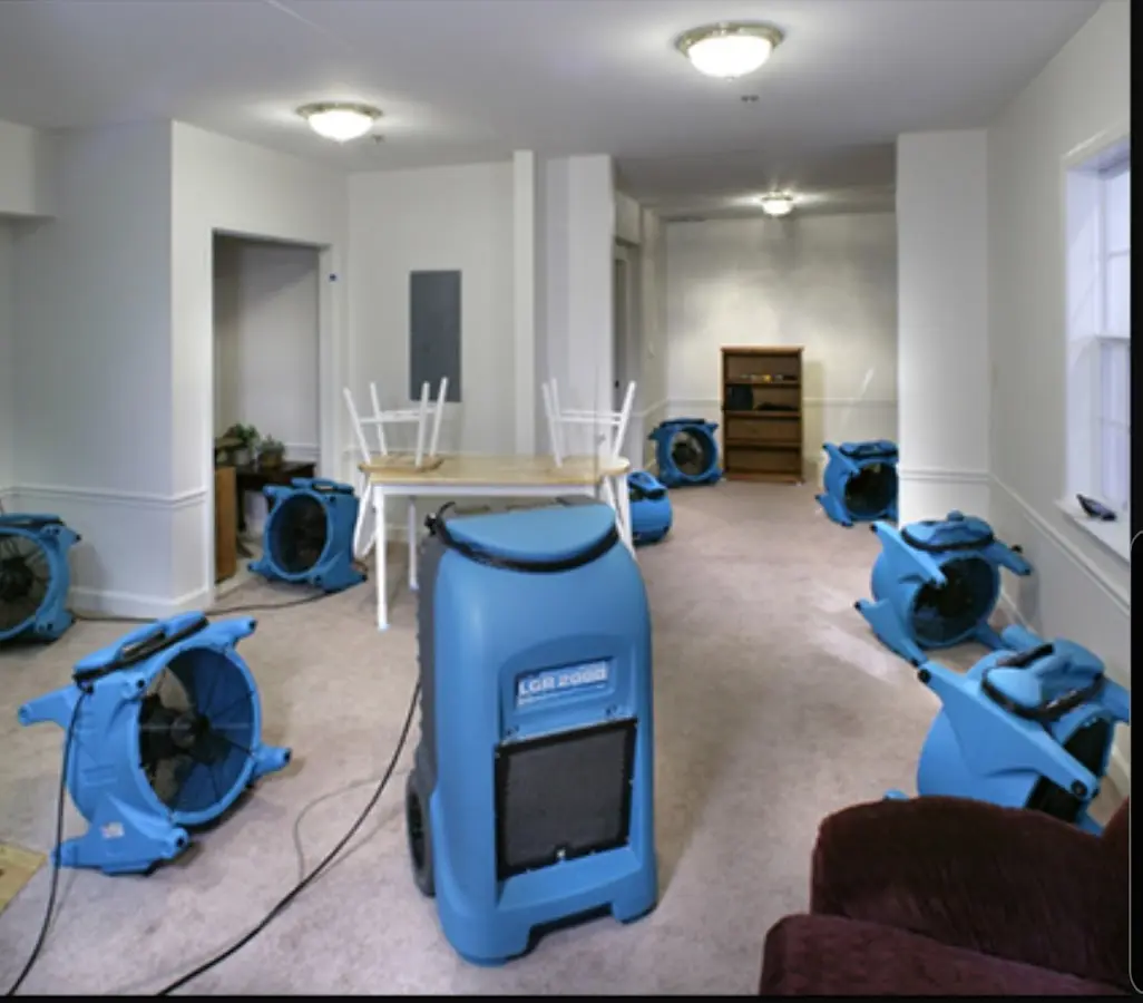 Air movers and dehumidifier setup for Water Extraction & Removal in Makawao